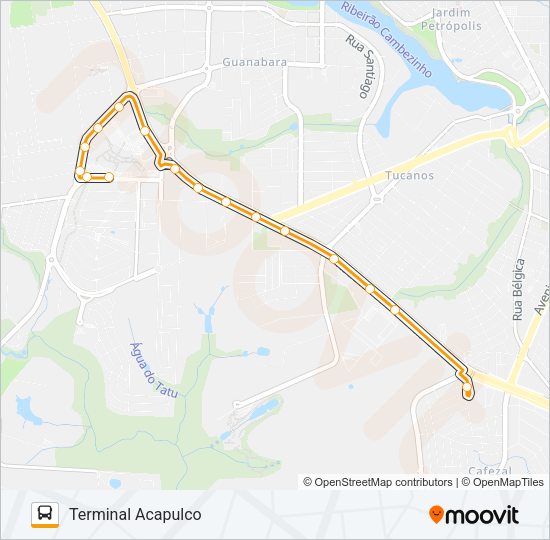 Mapa da linha 906 COLÚMBIA  / SHOPPING CATUAÍ / TERMINAL ACAPULCO de ônibus