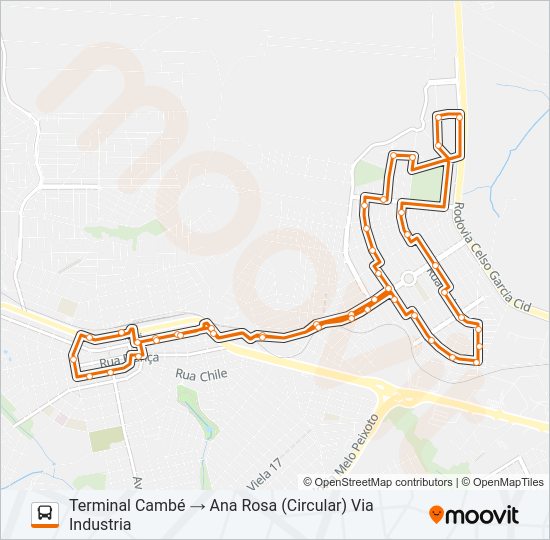 Mapa da linha 1952 ANA ROSA de ônibus