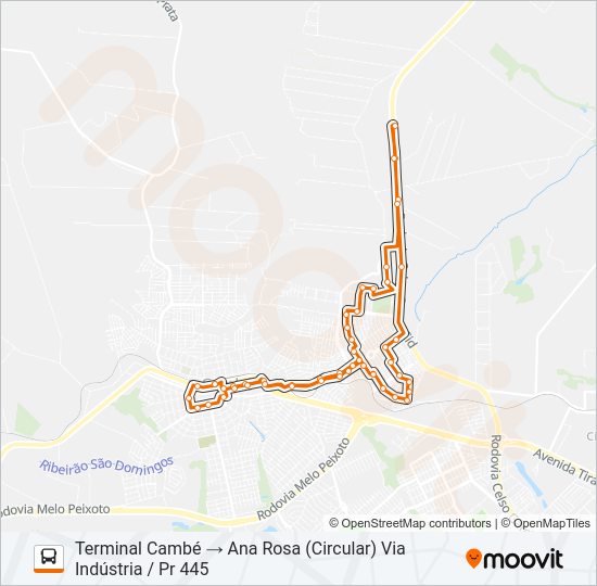 Mapa da linha 1952 ANA ROSA de ônibus