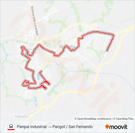 006 PARIGOT / SAN FERNANDO Bus Line Map