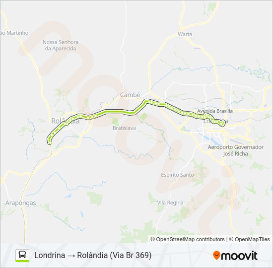 Mapa da linha 0212-440 LONDRINA / ROLÂNDIA de ônibus
