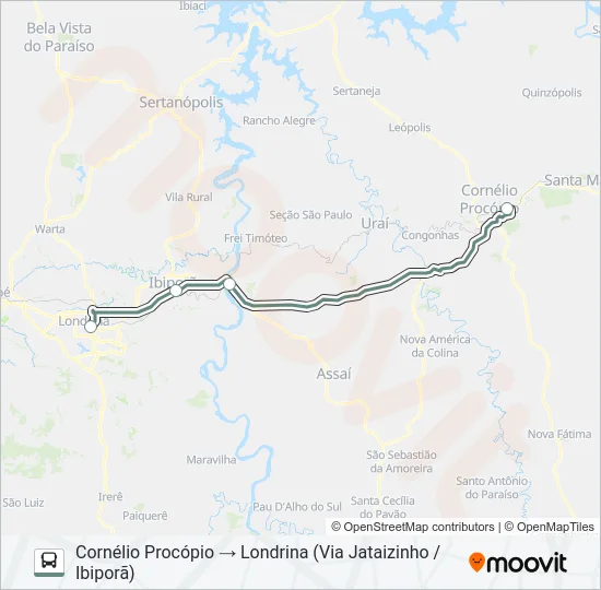 1431-500 LONDRINA / CORNÉLIO PROCÓPIO Bus Line Map
