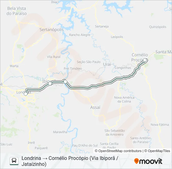 1431-500 LONDRINA / CORNÉLIO PROCÓPIO Bus Line Map