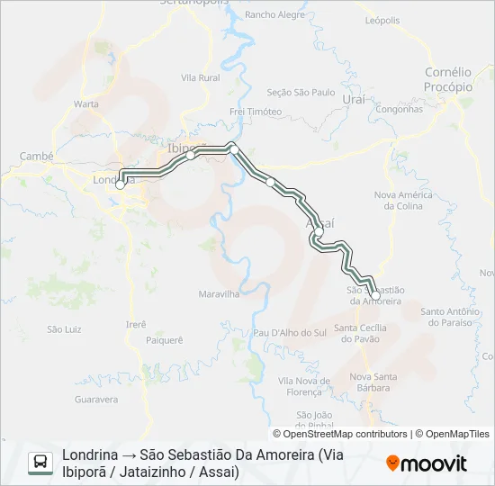 1440-500 LONDRINA / SÃO SEBASTIÃO AMOREIRA Bus Line Map