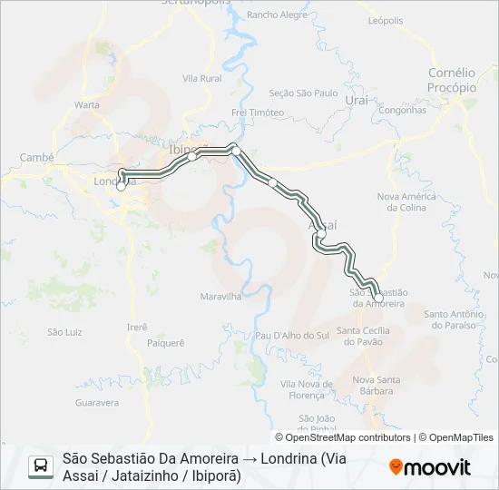 1440-500 LONDRINA / SÃO SEBASTIÃO AMOREIRA Bus Line Map