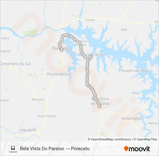 1527-500 BELA VISTA PARAÍSO / PORECATU Bus Line Map