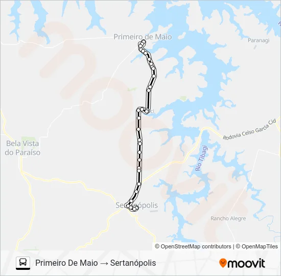 1507-500 SERTANÓPOLIS / PRIMEIRO DE MAIO Bus Line Map