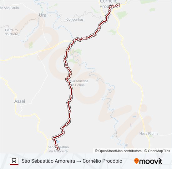 Línea 1555500 cornélio procópio são sebastião amoreira: horarios ...