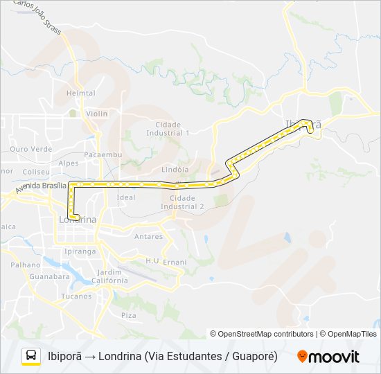 Mapa da linha 1914 LONDRINA / IBIPORÃ de ônibus