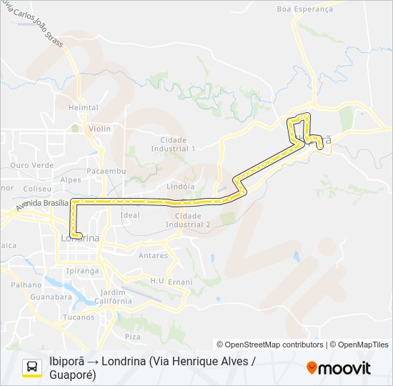 Mapa da linha 1914 LONDRINA / IBIPORÃ de ônibus