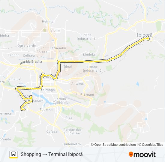 Mapa da linha 1920 IBIPORÃ / SHOPPING CATUAÍ de ônibus