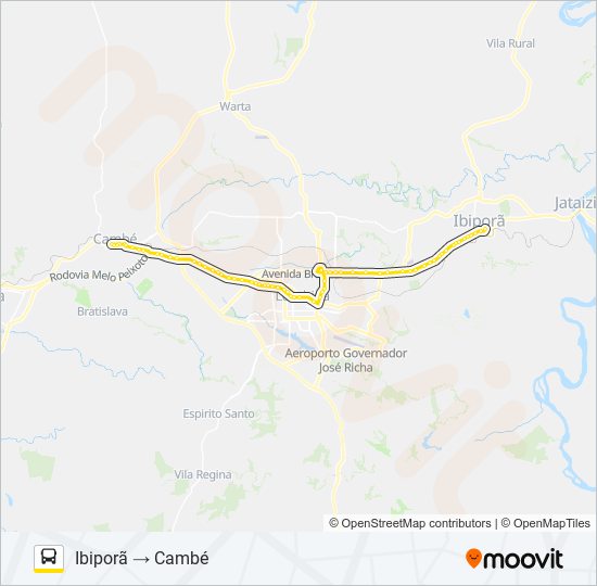Mapa da linha 1900 IBIPORÃ / CAMBÉ de ônibus