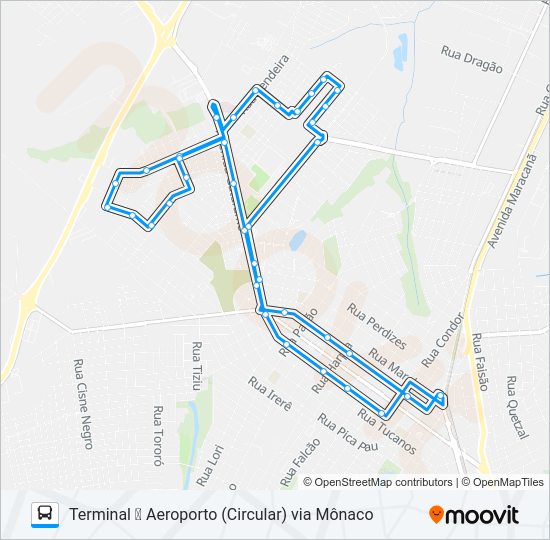 Mapa da linha 009 AEROPORTO de ônibus