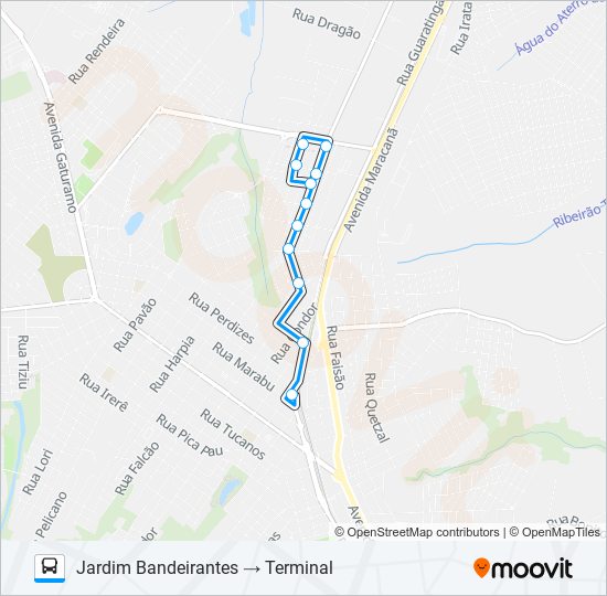 Mapa da linha 004 BANDEIRANTES de ônibus
