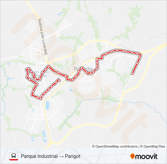 Mapa da linha 003 PARIGOT de ônibus