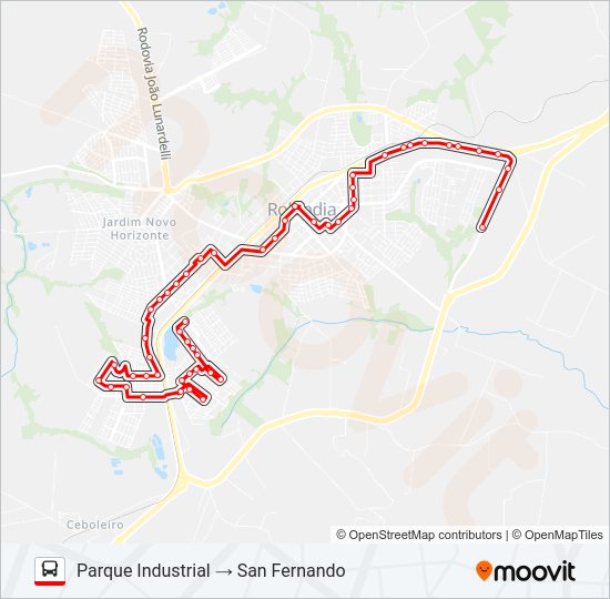 Mapa da linha 002 SAN FERNANDO de ônibus
