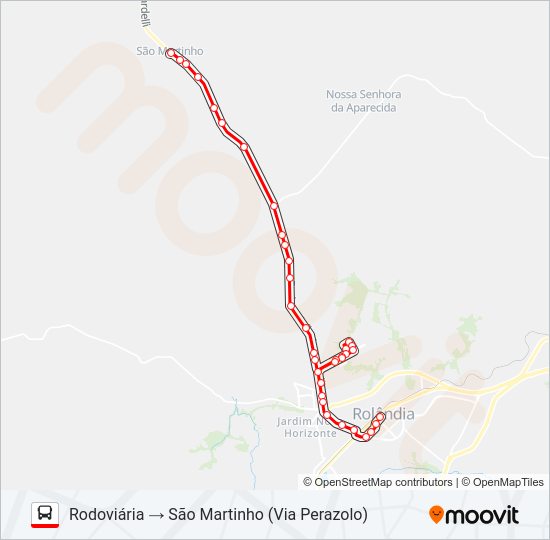 Mapa da linha 005 SÃO MARTINHO de ônibus