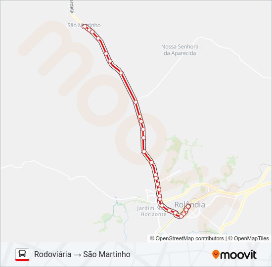 Mapa da linha 005 SÃO MARTINHO de ônibus