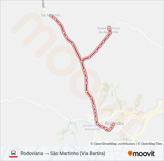Mapa da linha 005 SÃO MARTINHO de ônibus