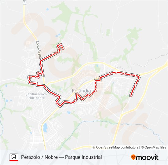 Mapa da linha 001 PERAZOLO / NOBRE de ônibus