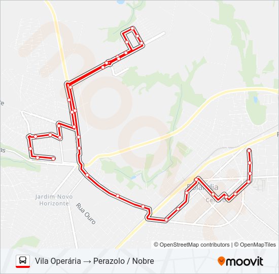 Mapa da linha 001 PERAZOLO / NOBRE de ônibus