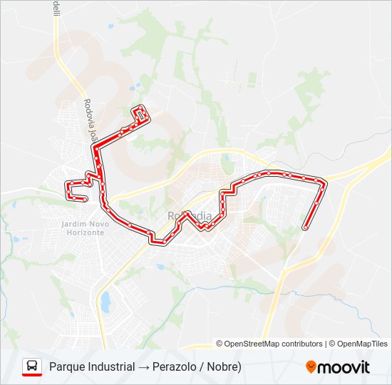 Mapa da linha 001 PERAZOLO / NOBRE de ônibus