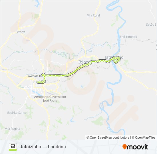 Mapa da linha 1426-40 LONDRINA / JATAIZINHO de ônibus
