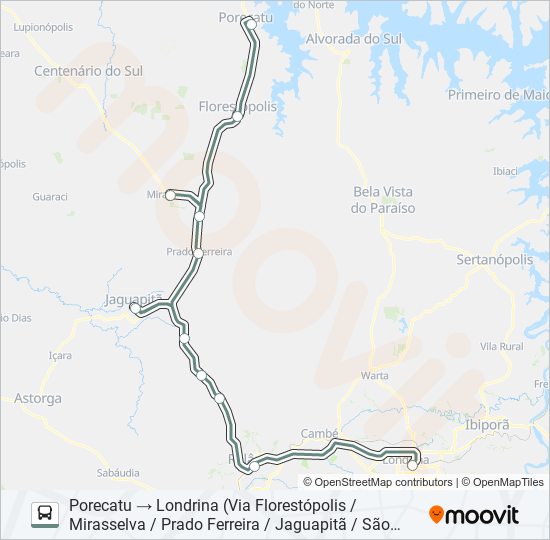 Mapa de 1429-50 LONDRINA / PORECATU de autobús