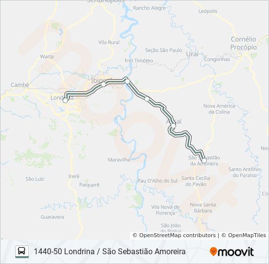 1440-50 LONDRINA / SÃO SEBASTIÃO AMOREIRA bus Line Map