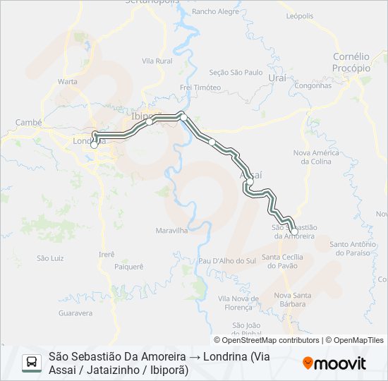 1440-50 LONDRINA / SÃO SEBASTIÃO AMOREIRA bus Line Map