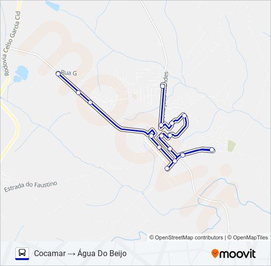 Mapa da linha 001 COCAMAR / ÁGUA DO BEIJO de ônibus