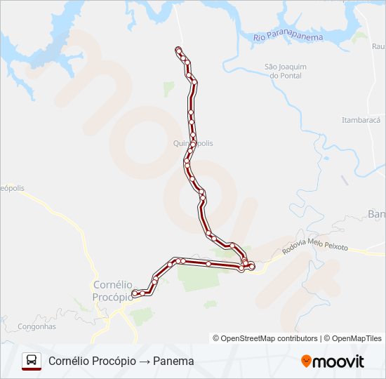 1383-50 CORNÉLIO PROCÓPIO / PANEMA bus Line Map