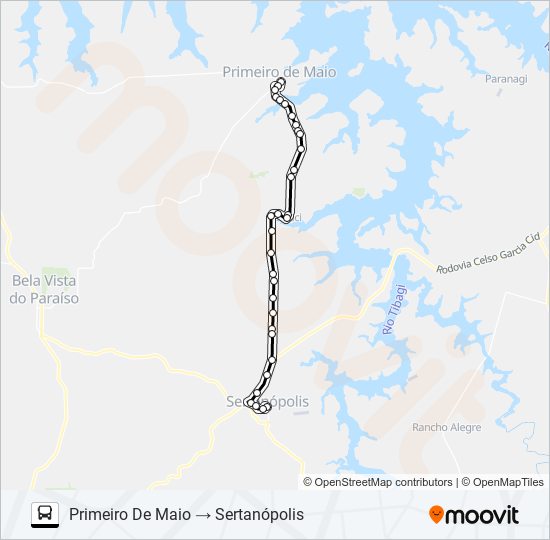 Mapa de 1507-50 SERTANÓPOLIS / PRIMEIRO DE MAIO de autobús