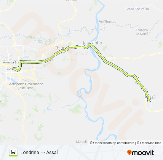 Mapa da linha 1433-40 LONDRINA / ASSAÍ de ônibus