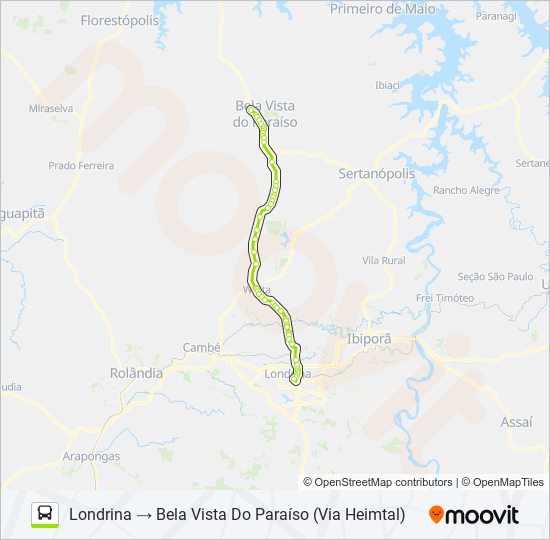 Mapa da linha 1437-40 LONDRINA / BELA VISTA DO PARAÍSO de ônibus