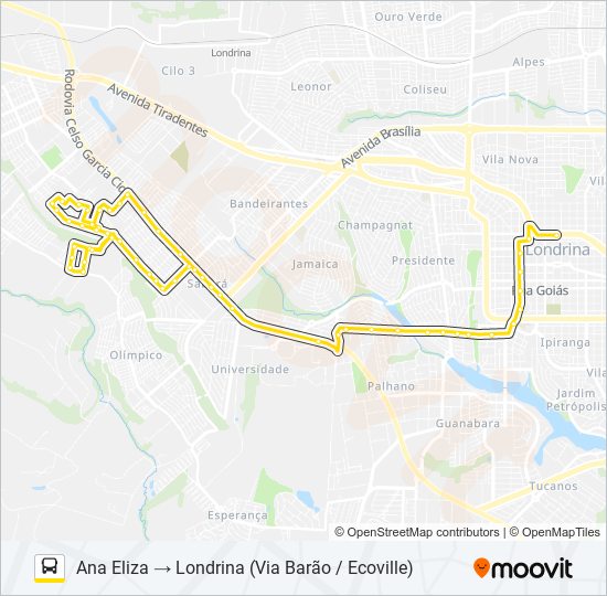 Como chegar até Rua Estação Ecologica Esmeralda em Londrina de Ônibus?