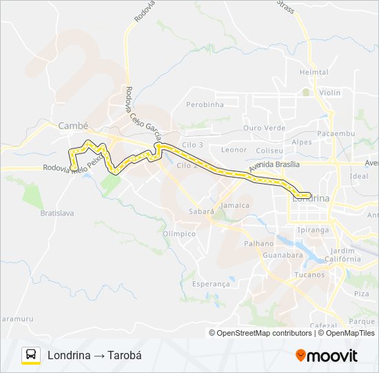 1918 LONDRINA / JARDIM TAROBÁ bus Line Map