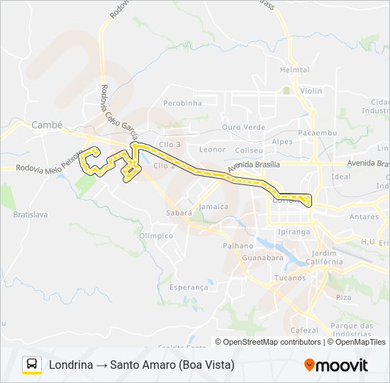 Mapa da linha 1902 LONDRINA / JARDIM SANTO AMARO de ônibus