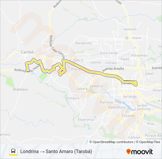 Mapa da linha 1902 LONDRINA / JARDIM SANTO AMARO de ônibus