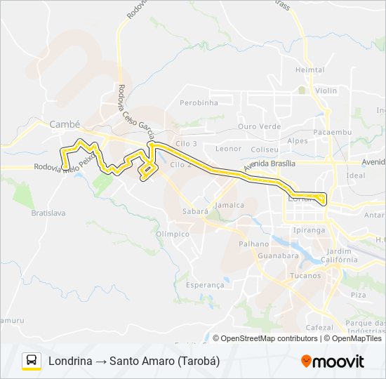 Mapa de 1902 LONDRINA / JARDIM SANTO AMARO de autobús