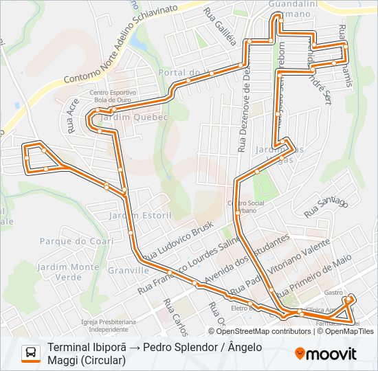 Mapa da linha 1970 PEDRO SPLENDOR / ÂNGELO MAGGI de ônibus