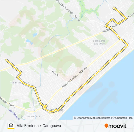 CARAGUAVA X VILA ERMINDA Bus Line Map