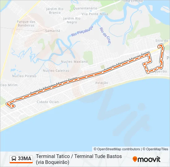 33MA Bus Line Map