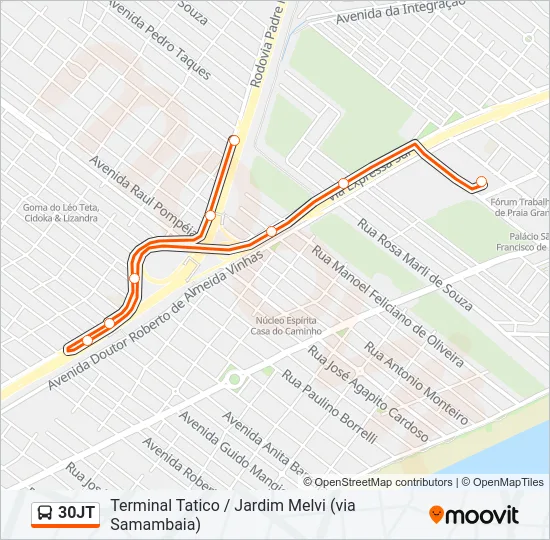 30JT Bus Line Map