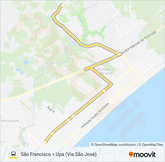 Mapa da linha UPA X SÃO FRANCISCO de ônibus