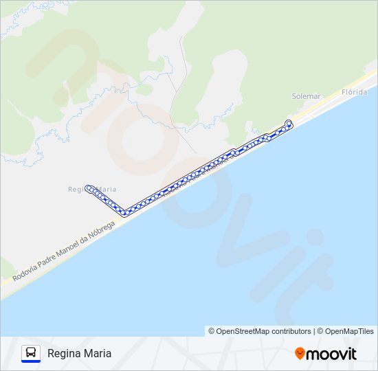 Mapa da linha REGINA MARIA de ônibus