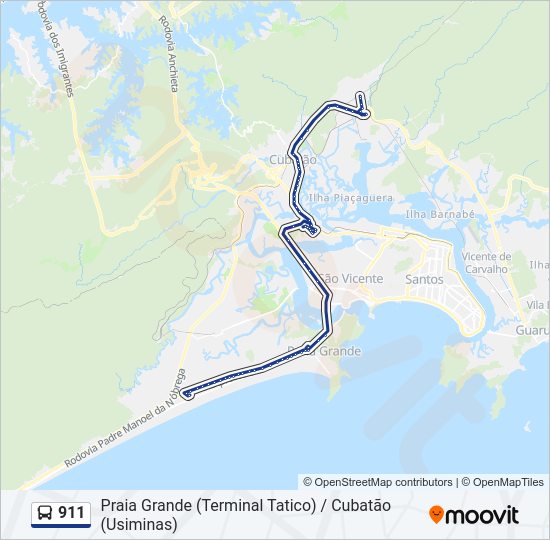 Mapa da linha 911 de 