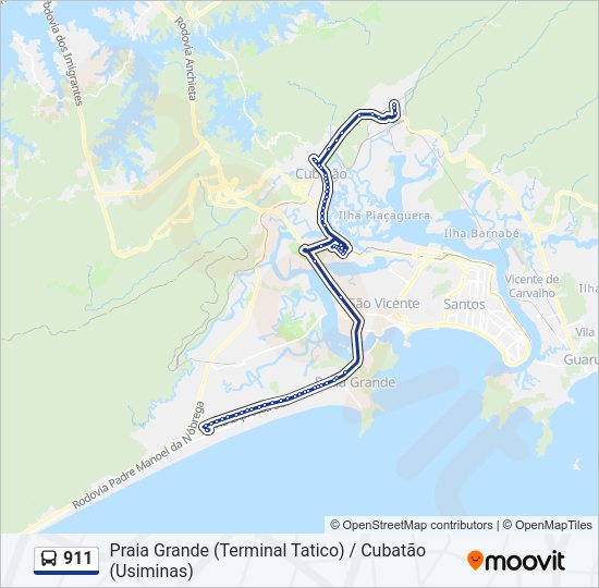 Mapa da linha 911 de 