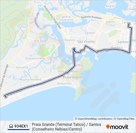 Mapa da linha 934EX1 de 