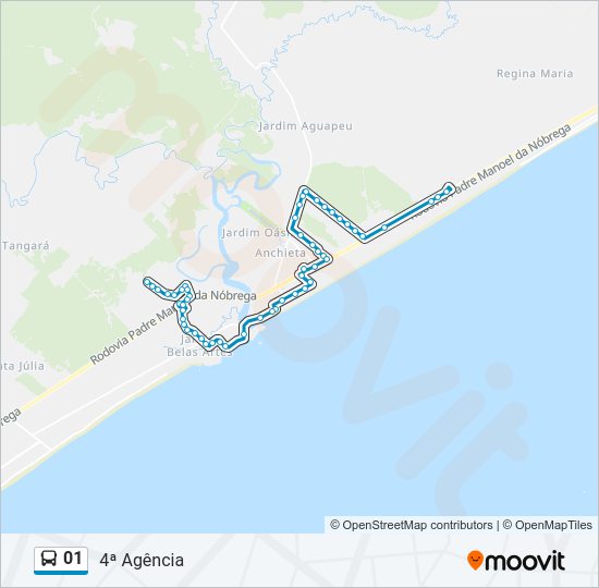 Mapa da linha 01 de ônibus